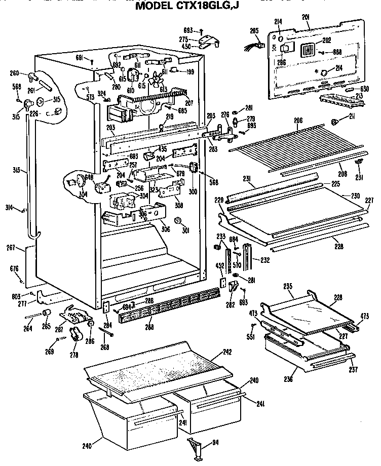 Hotpoint CTX18GLGRWH cabinet parts diagram