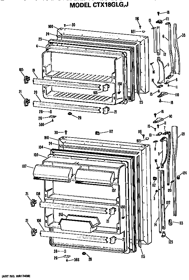 Hotpoint CTX18GLGRWH doors diagram
