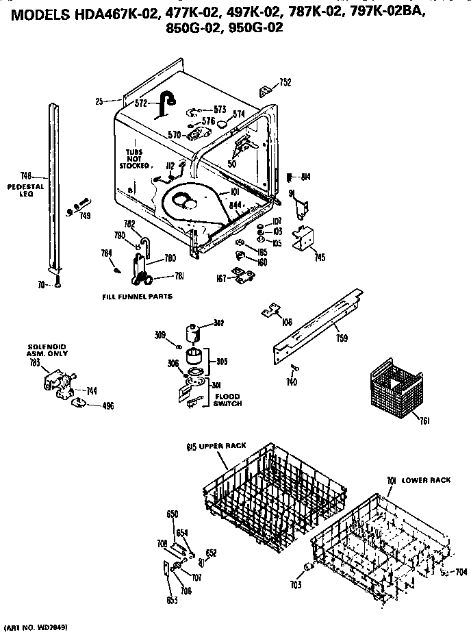 Hotpoint HDA850G-02 tub diagram