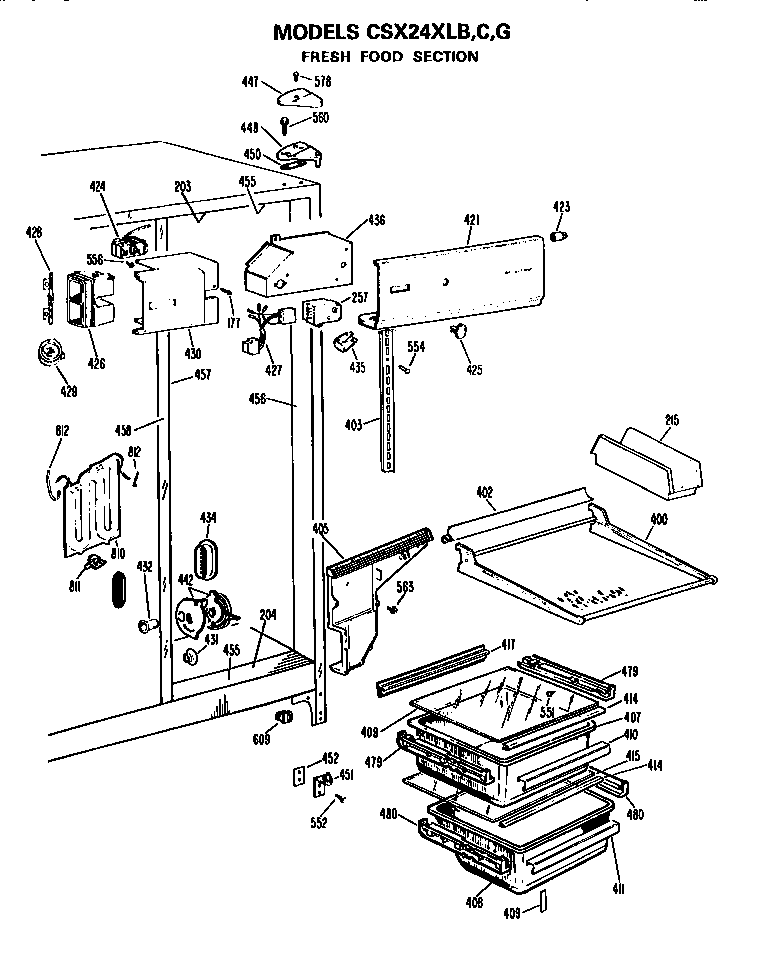 Hotpoint CSX24XLB fresh food section diagram