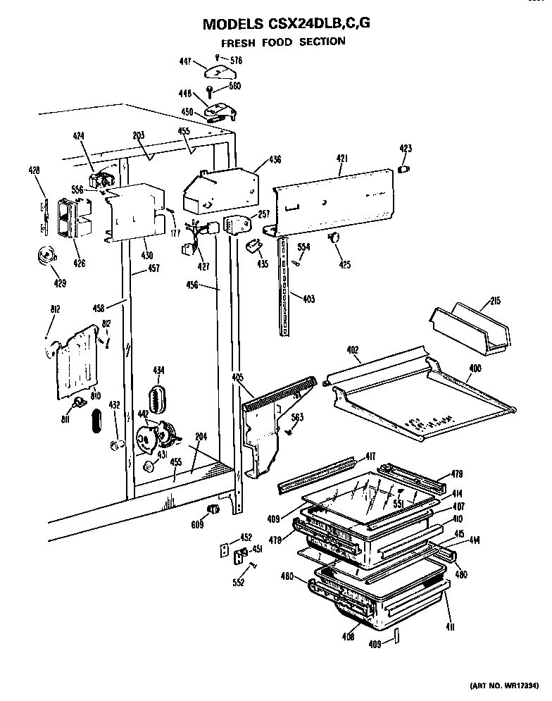 Hotpoint CSX24DLC fresh food section diagram