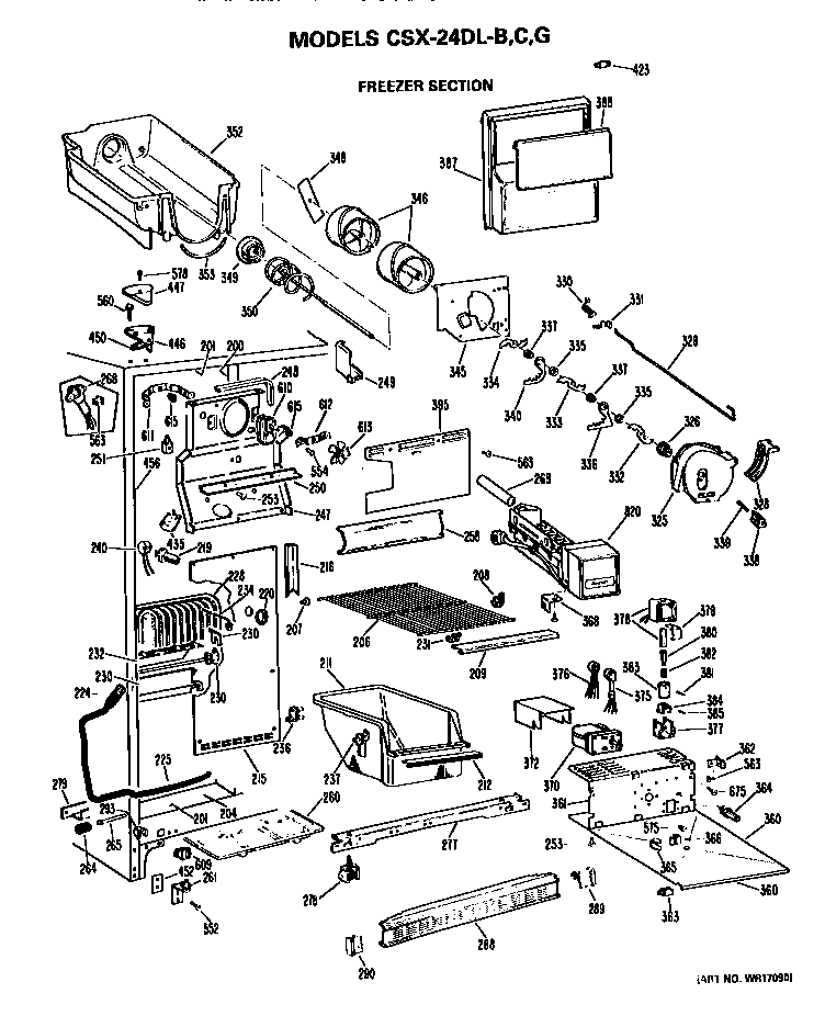 Hotpoint CSX24DLC freezer section diagram