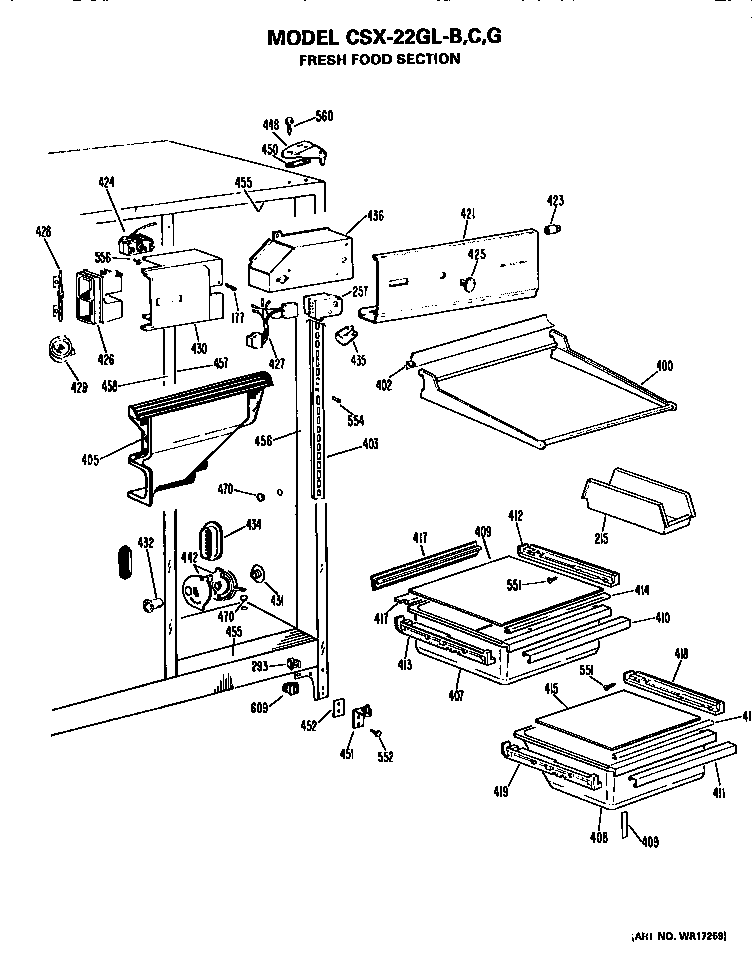 Hotpoint CSX22GLB fresh food section diagram