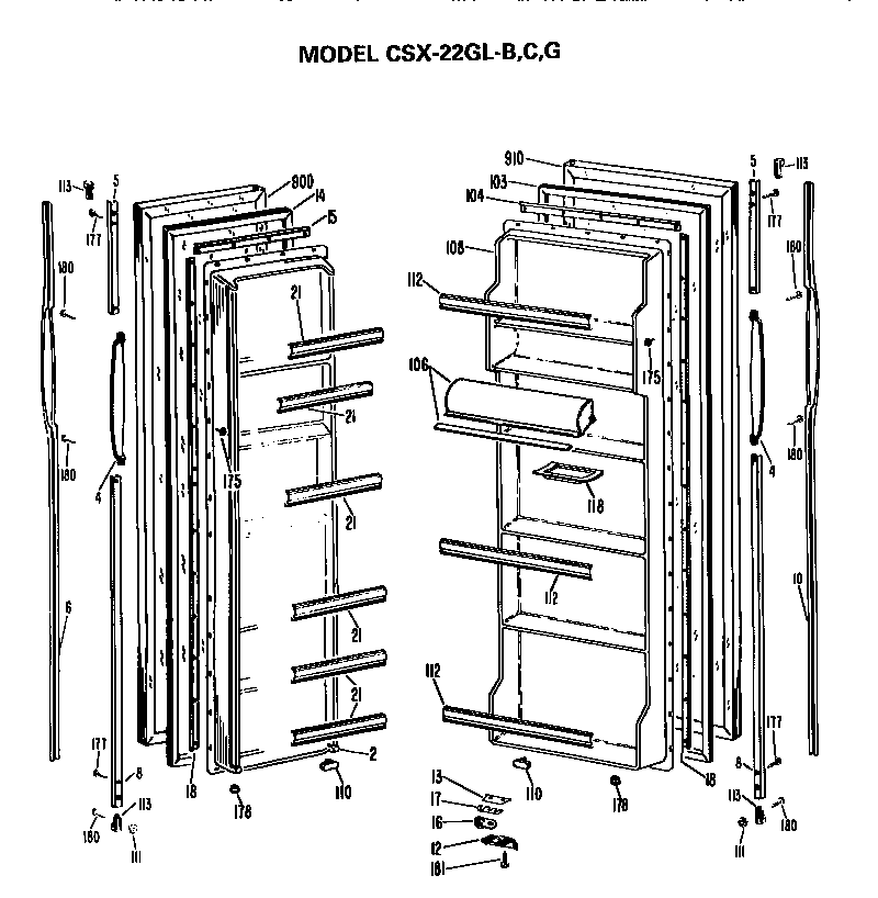 Hotpoint CSX22GLB doors diagram