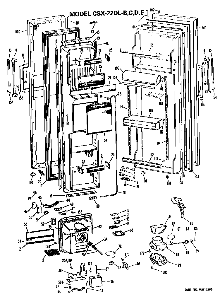 Hotpoint CSX22DLB doors diagram