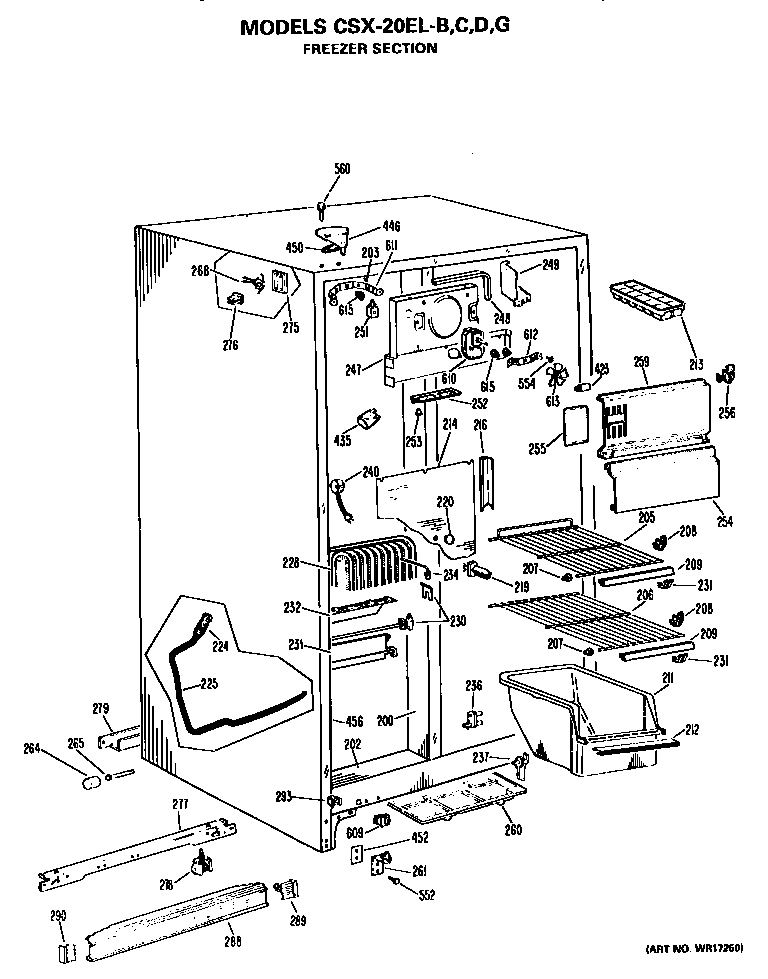 Hotpoint CSX20ELG freezer section diagram