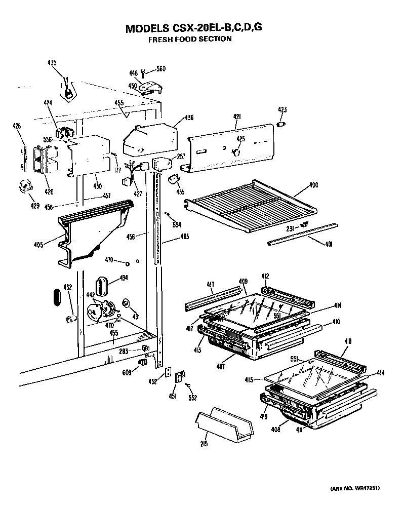 Hotpoint CSX20ELG fresh food section diagram