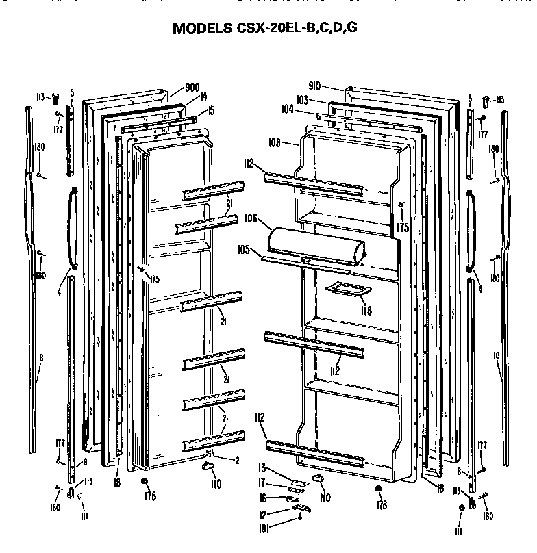 Hotpoint CSX20ELG doors diagram