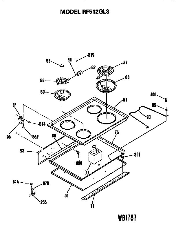 Hotpoint RF512G13 cooktop diagram