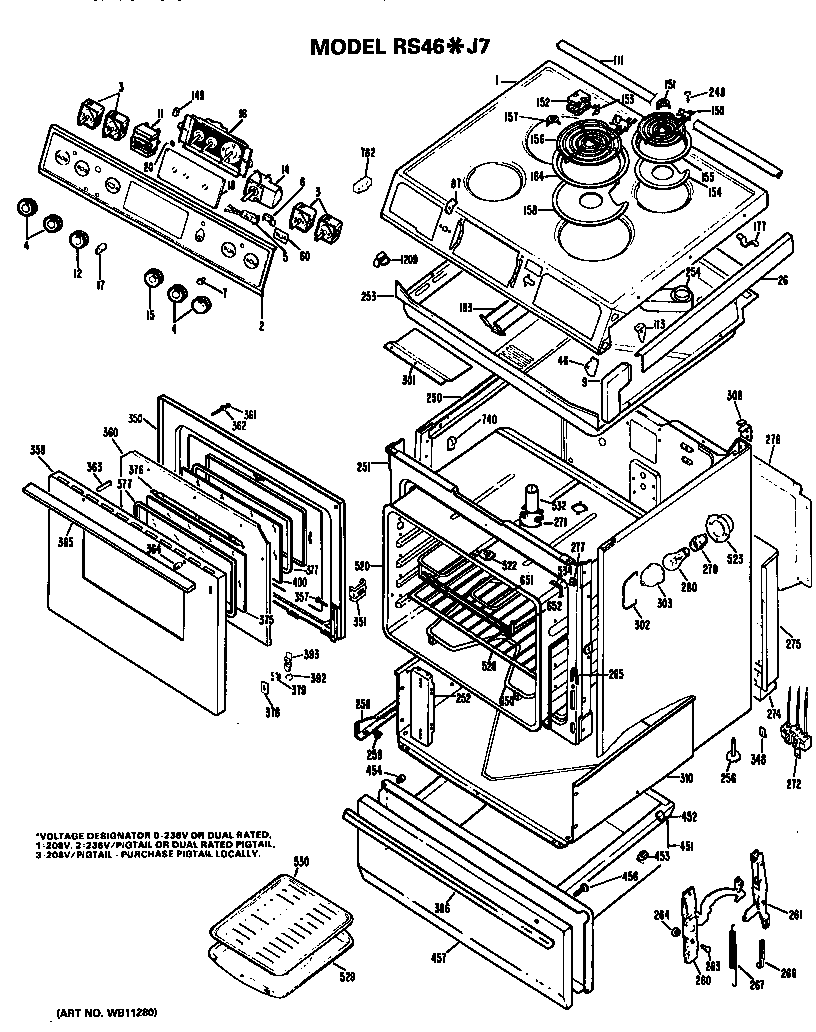 Hotpoint RS46*J7 replacement parts diagram