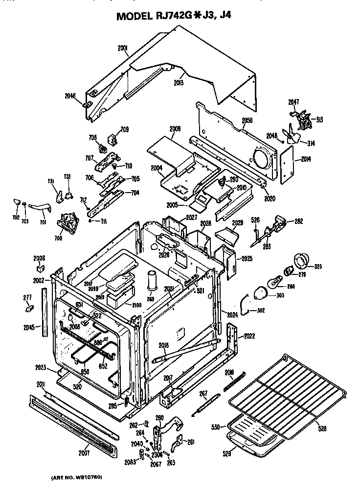 Hotpoint RJ742G*J3 body diagram