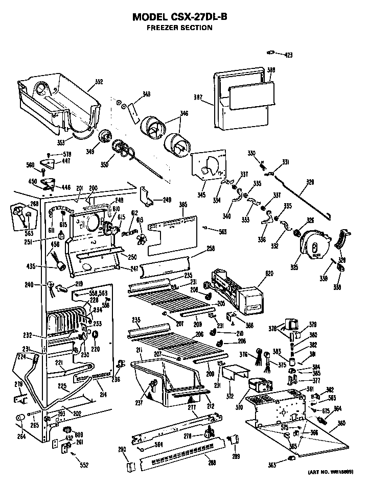 Hotpoint CSX27DLB freezer section diagram