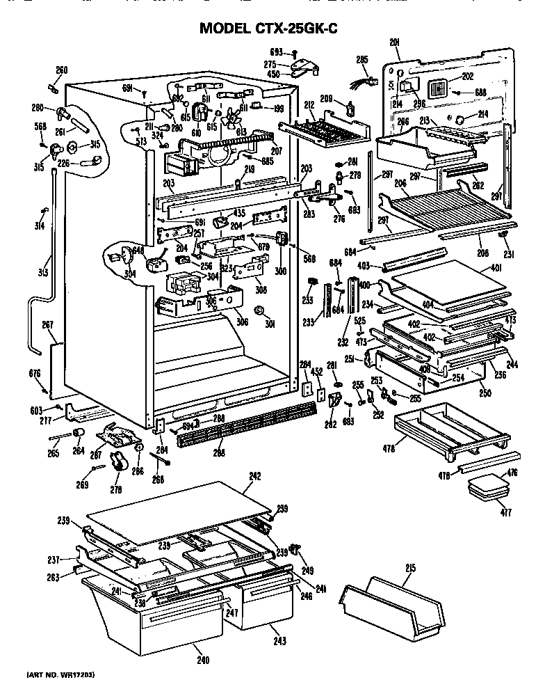 Hotpoint CTX25GKCR cabinet parts diagram