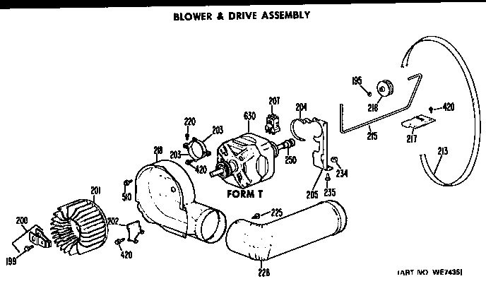 Hotpoint DLB2750BAL blower and drive assembly diagram