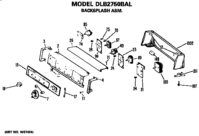 Hotpoint DLB2750BAL backsplash diagram
