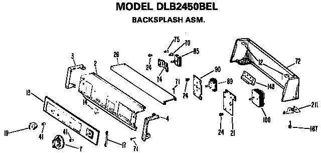 Hotpoint DLB1550BEL backsplash for dlb2450bel only diagram