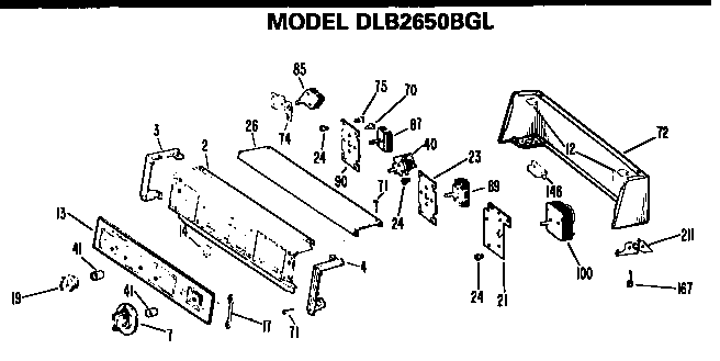 Hotpoint DLB1550BEL backsplash for dlb2650bgl only diagram