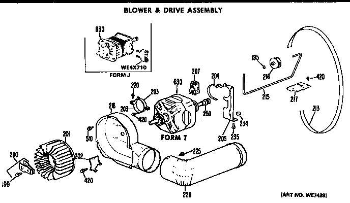 Hotpoint DLB1550BEL blower and drive assembly diagram