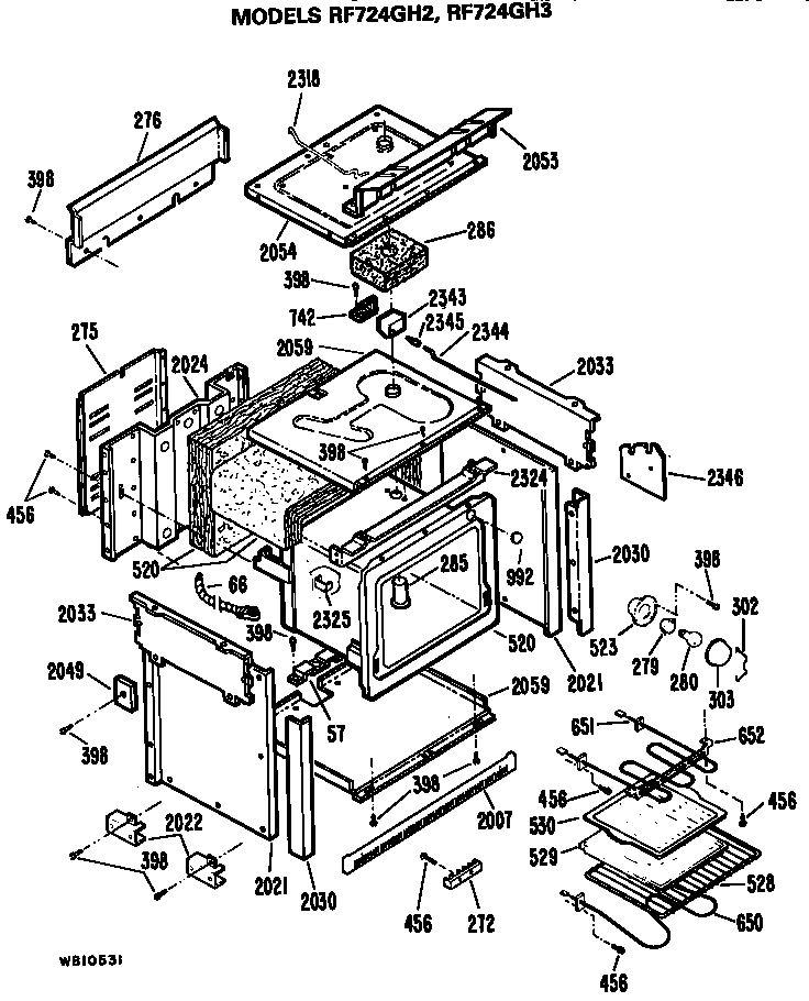 Hotpoint RF724GH3 body diagram