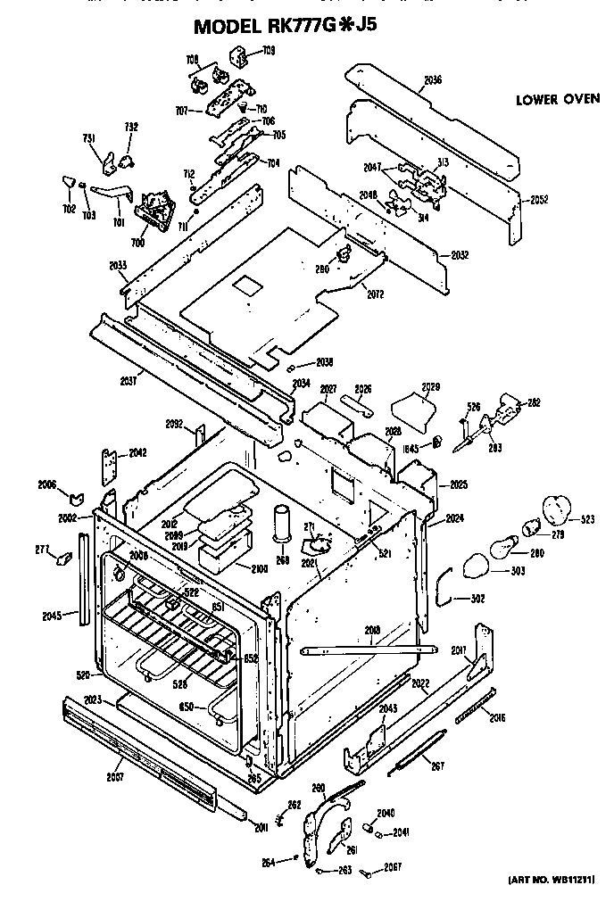 Hotpoint RK777G*J5 lower oven diagram