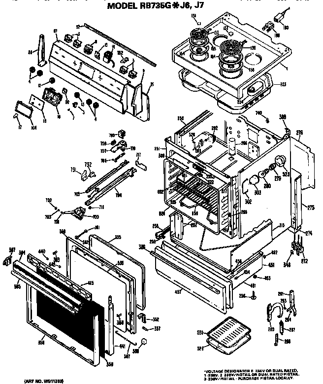 Hotpoint RB735G*J7 replacement parts diagram