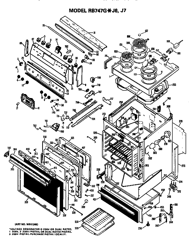 Hotpoint RB747G*J6 replacement parts diagram