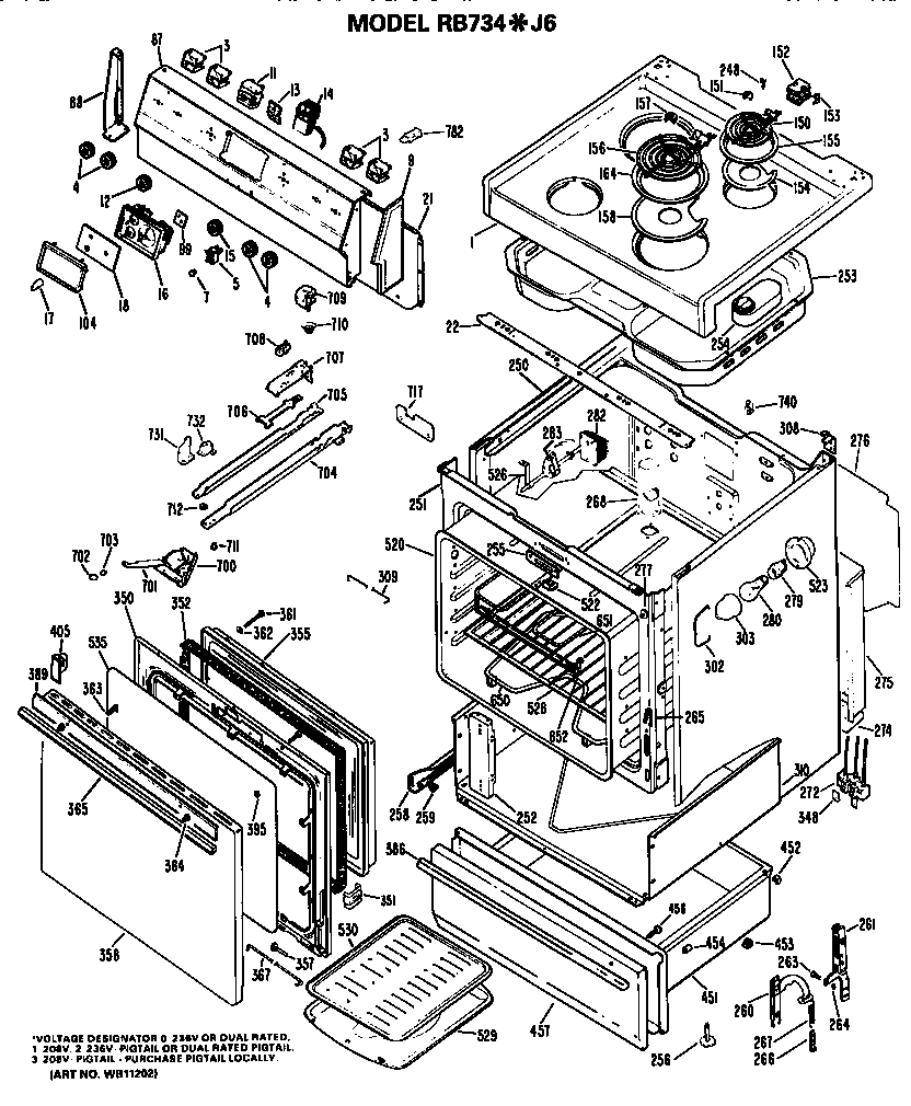 Hotpoint RB734*J6 replacement parts diagram