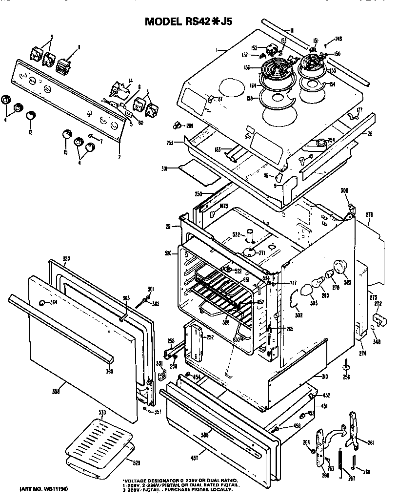 Hotpoint RS42*J5 replacement parts diagram