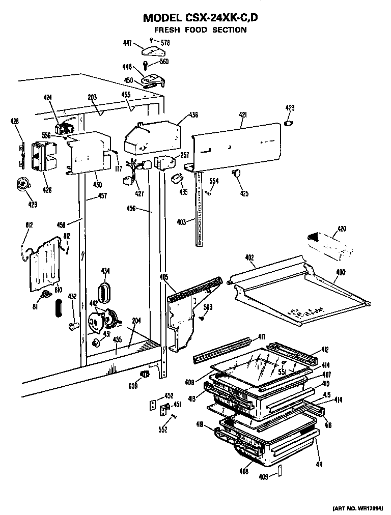 Hotpoint CSX24XKC fresh food section diagram