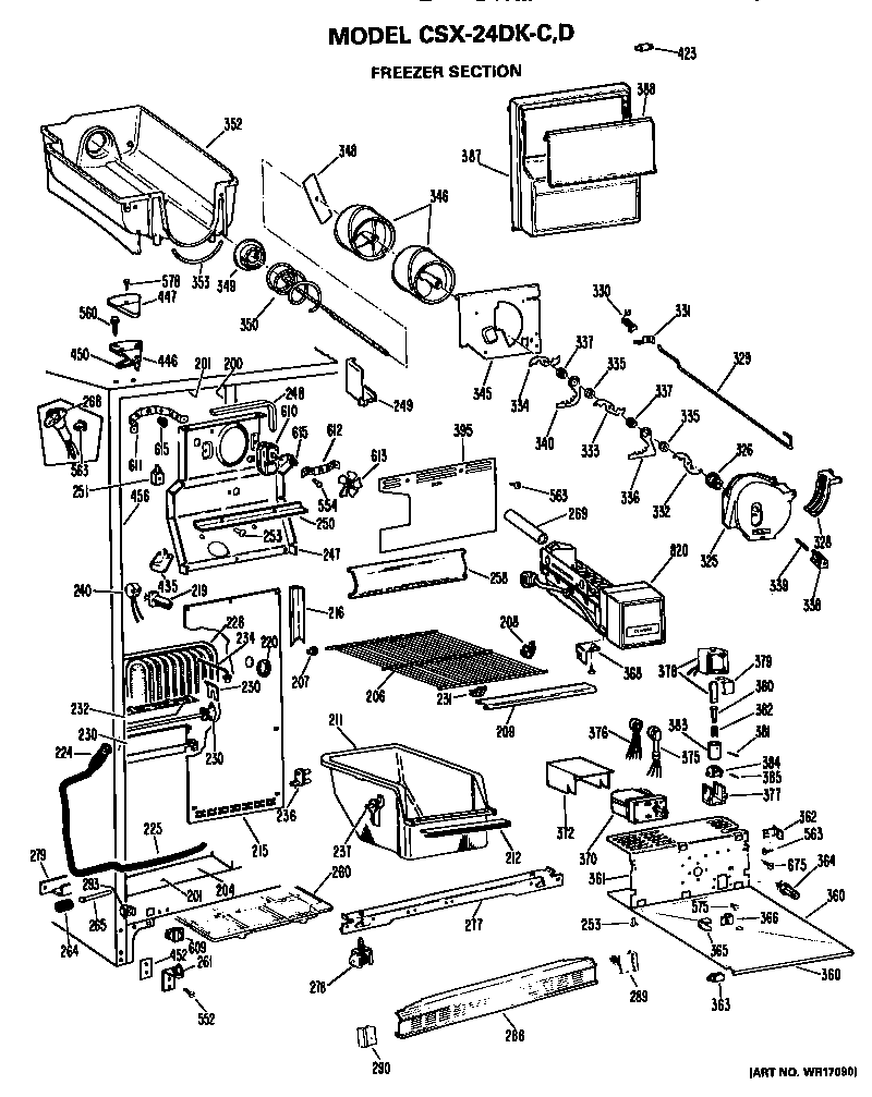 Hotpoint CSX24DKD freezer section diagram