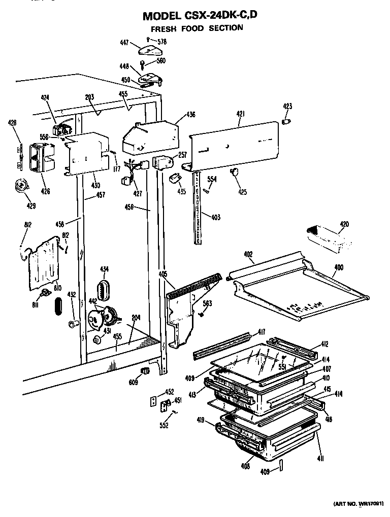 Hotpoint CSX24DKD fresh food section diagram