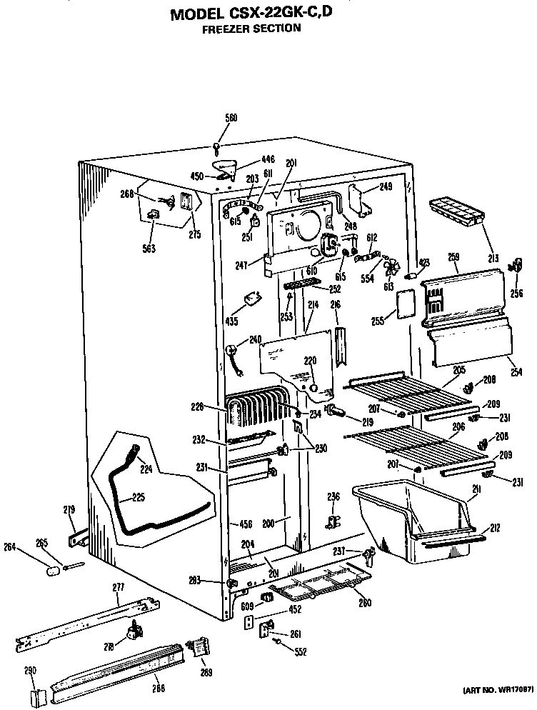 Hotpoint CSX22GKD freezer section diagram