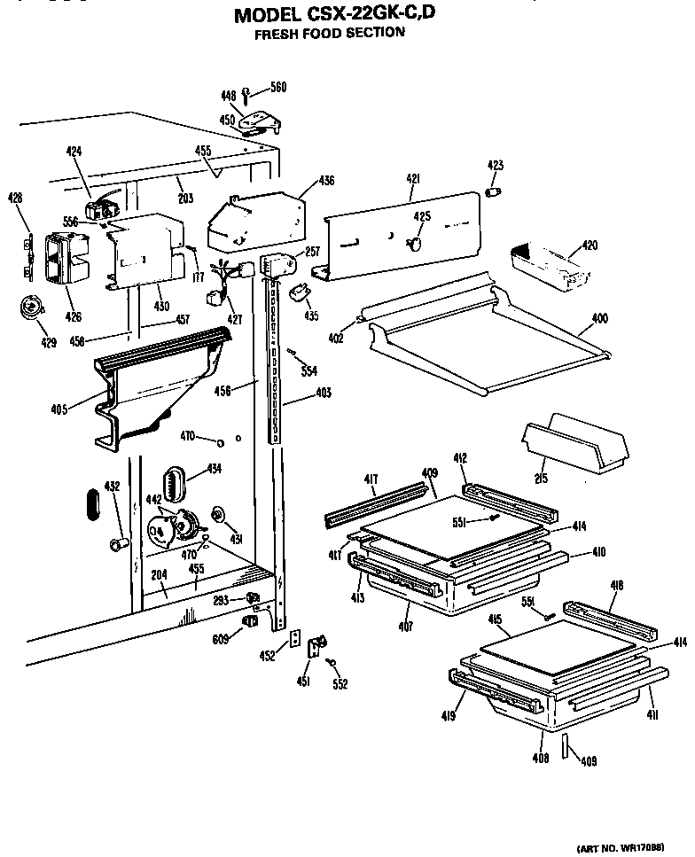 Hotpoint CSX22GKD fresh food section diagram