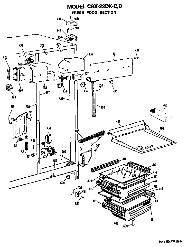 Hotpoint CSX22DKD fresh food section diagram
