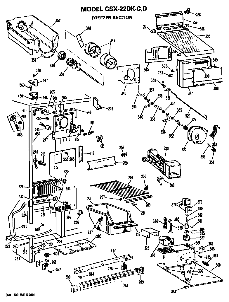 Hotpoint CSX22DKD freezer section diagram