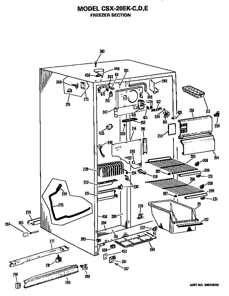 Hotpoint CSX20EKD freezer section diagram
