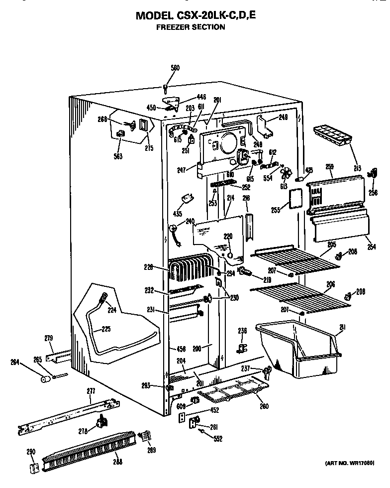 Hotpoint CSX20LKC freezer section diagram