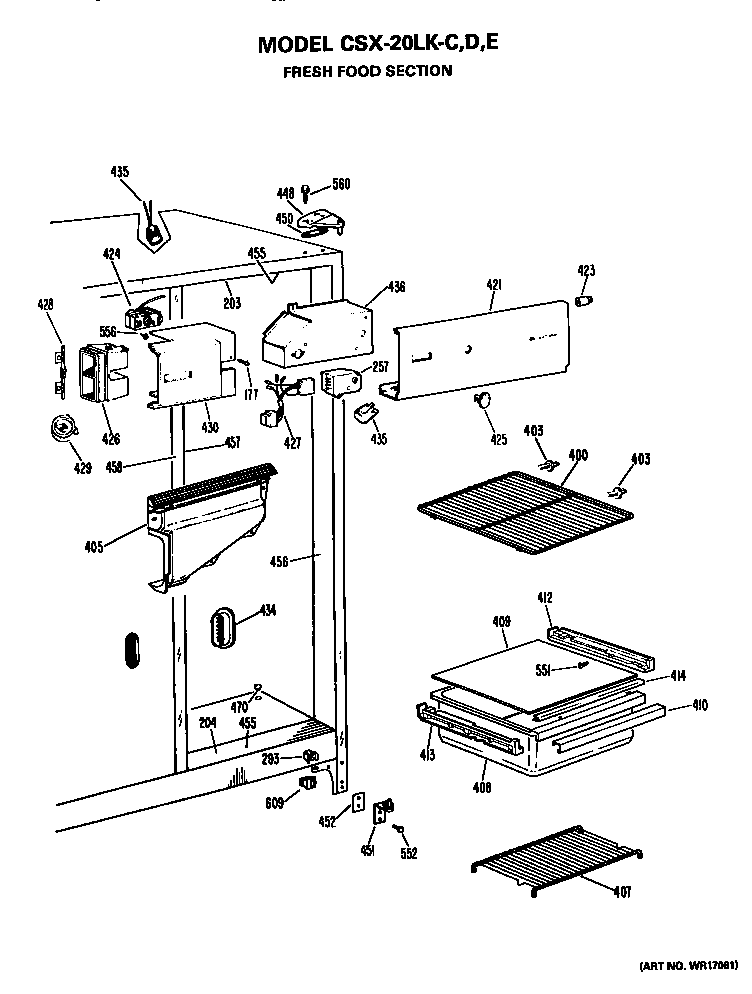 Hotpoint CSX20LKC fresh food section diagram