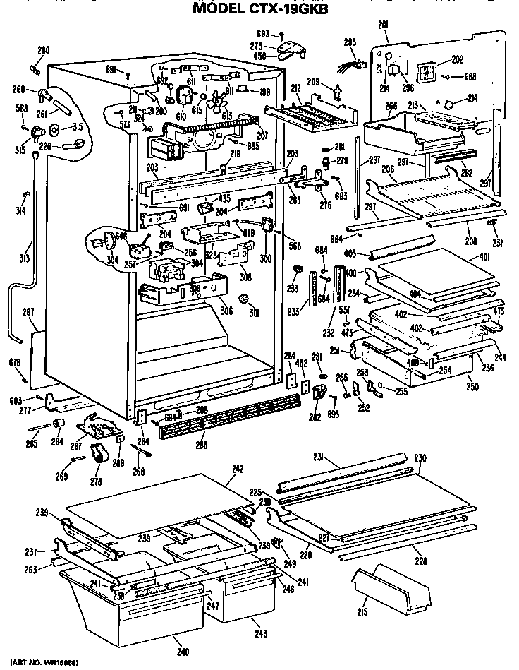 Hotpoint CTX19GKBR cabinet parts diagram