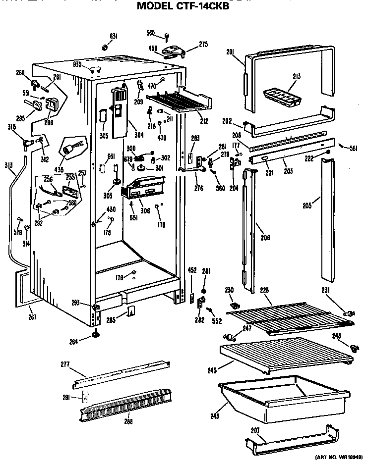 Hotpoint CTF14CKBL cabinet parts diagram
