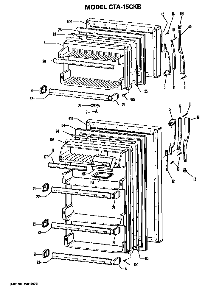 Hotpoint CTA15CKBLWH doors diagram