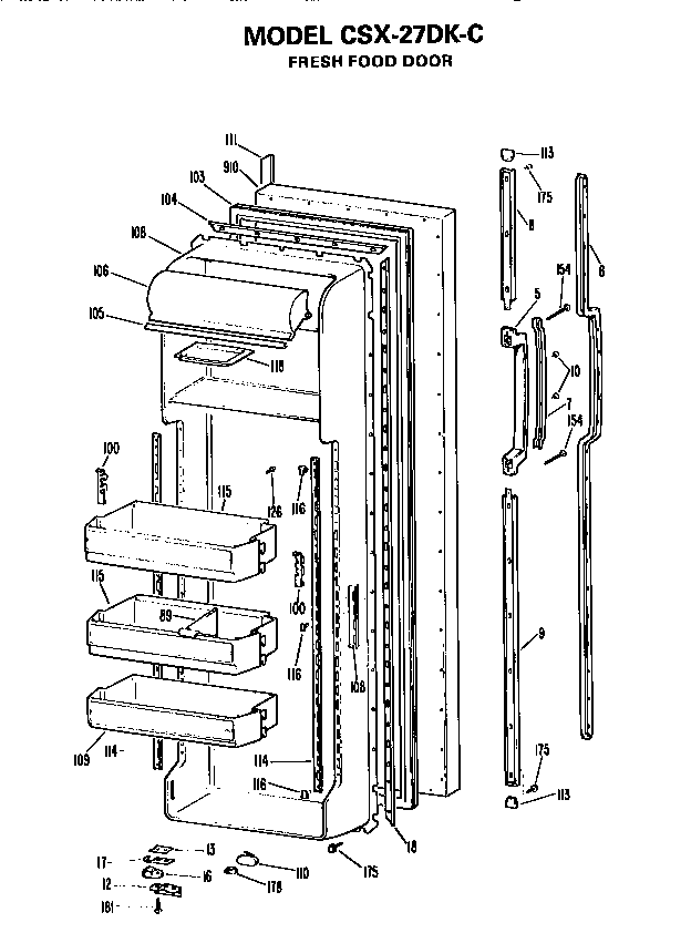 Hotpoint CSX27DKC fresh food door diagram
