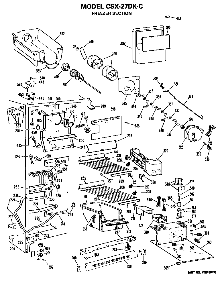 Hotpoint CSX27DKC freezer section diagram