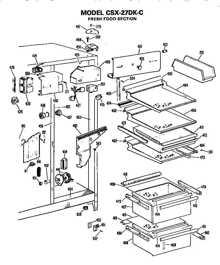 Hotpoint CSX27DKC fresh food section diagram