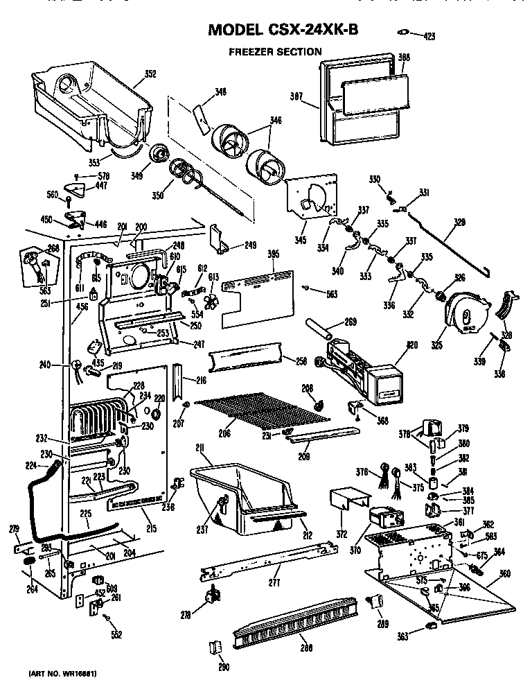 Hotpoint CSX24XKB freezer section diagram