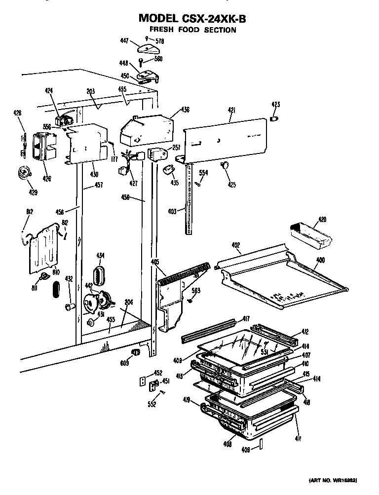 Hotpoint CSX24XKB fresh food section diagram