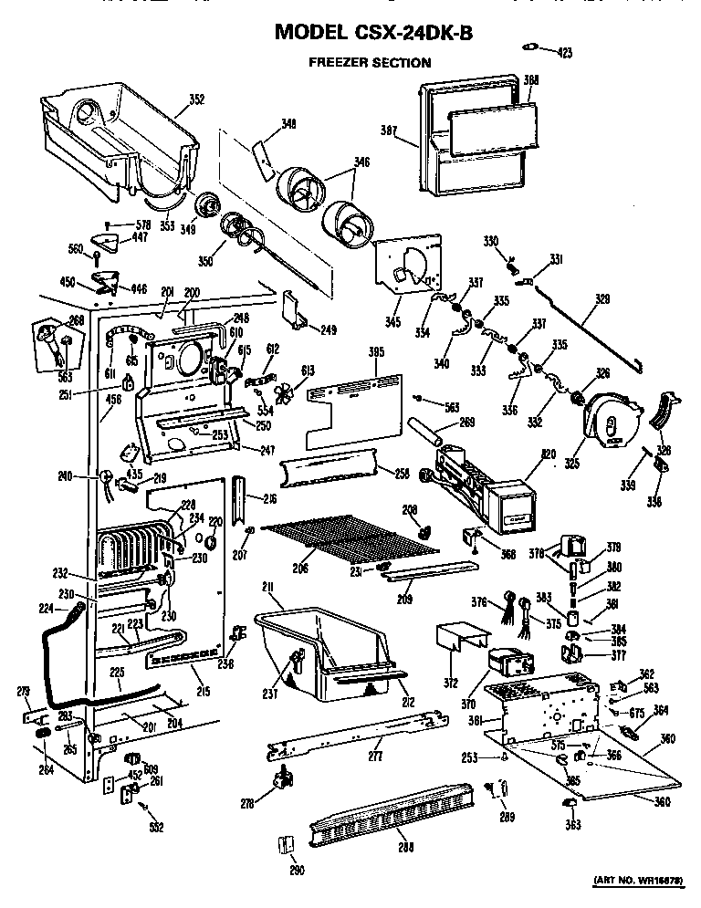 Hotpoint CSX24DKB freezer section diagram