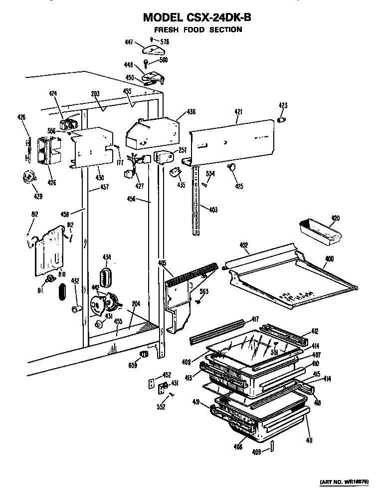 Hotpoint CSX24DKB fresh food section diagram