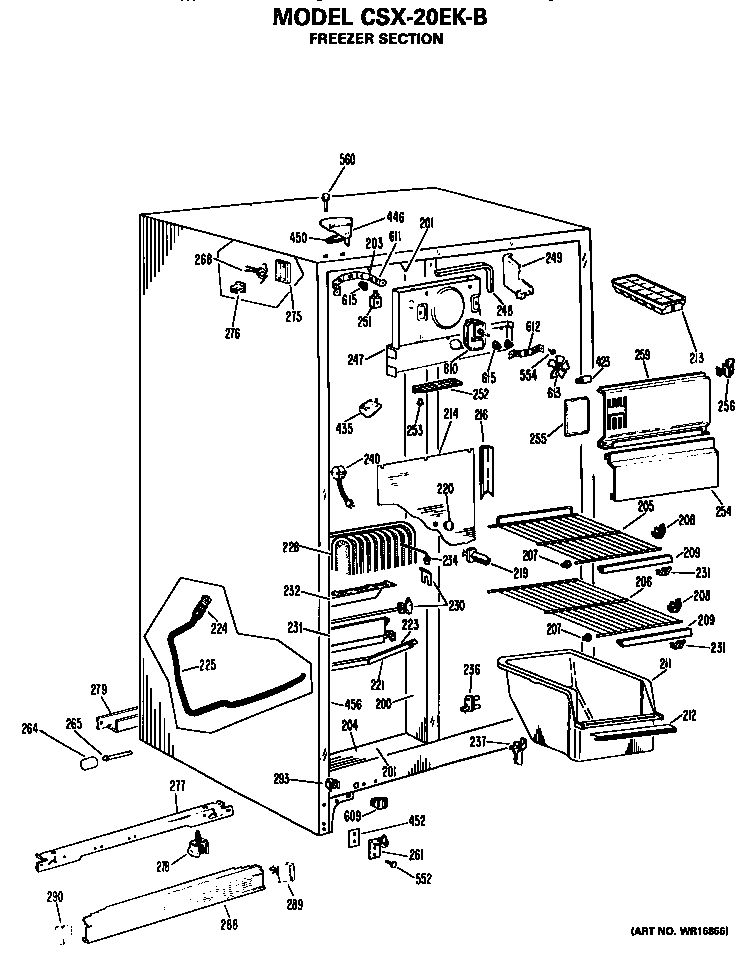 Hotpoint CSX20EKB freezer section diagram