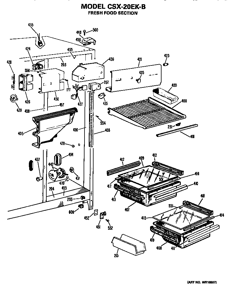 Hotpoint CSX20EKB fresh food section diagram